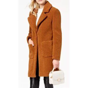 New French Connection Faux Fur Cognac Teddy Coat Sz Small